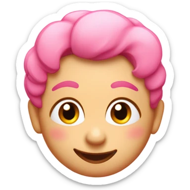 Blushing emoji surrounded by a dozen hearts and other pink emojis  sticker