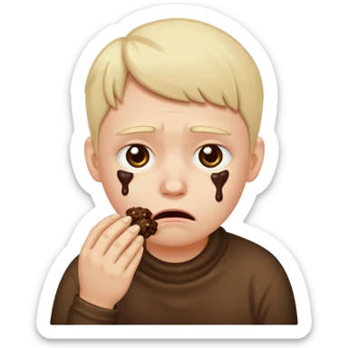 Depressed nerd eating poo sticker