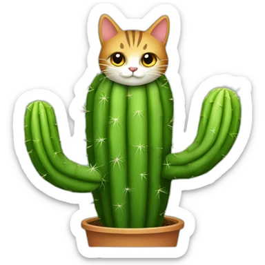 Cactus avec un chat qui se pique sticker