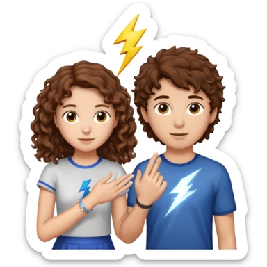 a 15 year old girl with brown curly hair but she has lightnings in it with a brown haired boy who gave her a promise ring sticker