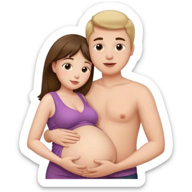 Femme enceinte homme fais bisous sur le ventre sticker