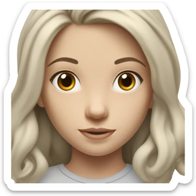 white raced, blonde hair with middle part, girl, long sleeve white lululemon shirt,  grey sweat pants  sticker