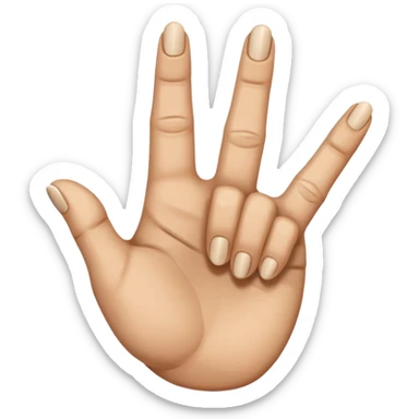 hand with rock symbol with the middle and index finger crossing over, middle behind index sticker