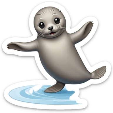 A seal grooves to the beat, dancing joyfully on the ice with flips and twirls! sticker