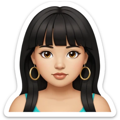 Latina girl with bangs black long hair plus size with hoop earrings sticker