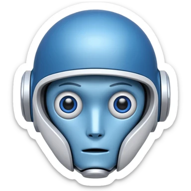 tête de robot cosmonaute bleu et blanc avec des yeux plié bleu style cartoon sticker