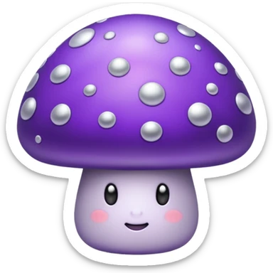 purple mushroom with silver stars on it cute sticker