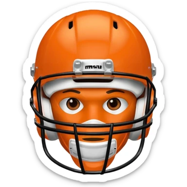College football player helmet in  orange color  sticker