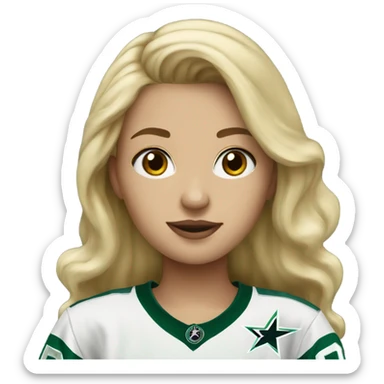 Blonde girl wearing Dallas Stars jersey sticker