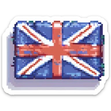 the flag of the United Kingdom, Union Jack, pixel art style sticker
