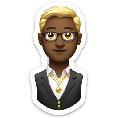 wite man with formal clothes with open shirt and gold necklace sticker