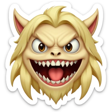 scary blonde monster big teeth scary eyes sticker