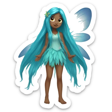 Beautiful, fairy, blue, turqoise, long hair, big wings sticker