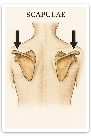 Scapole che vanno in giù depresse, viste anatomicamente. Fallo capire magari con frecce in basso sticker