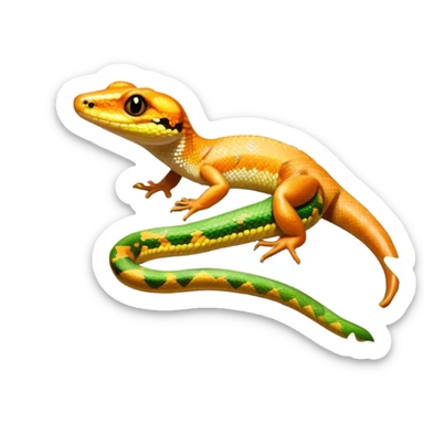 Close-up of a vibrant gecko and a snake coiled on rocks, surrounded by lush greenery and terrarium plants. Soft natural lighting enhances the textures and colors of their scales. Transparent background, with a focus on the reptilian details. sticker
