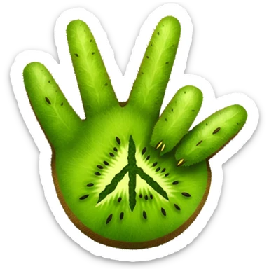 Peace sign hand emoji but its kiwi skin sticker