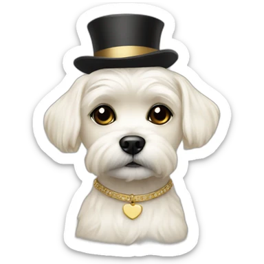 Creme Maltese with black eyes and people collar sticker