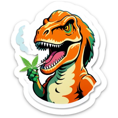 T. rex smoking weed sticker