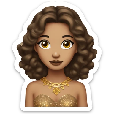 Create the zodiac sign leo as a brunette girl with elaborate makeup and dress that matches the zodiac sign  sticker