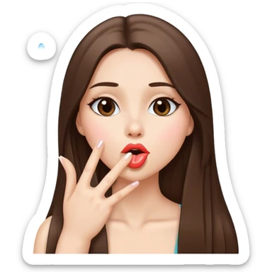 Blowing kiss sexy beautiful girl with long straight brunette hair  sticker