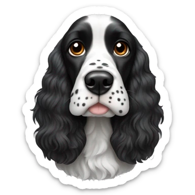 black and white english cocker spaniel eith nose spots sticker