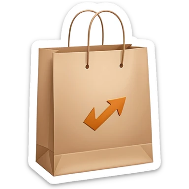 A shopping bag with a return arrow symbol, representing a return policy sticker