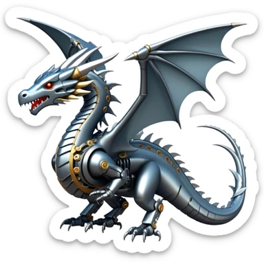 Draconic War Machine – A biomechanical dragon with steel-plated wings, a chest that opens into a missile bay, and a laser cannon for a tail sticker