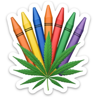a pack of crayola with cannabis leaf sticker