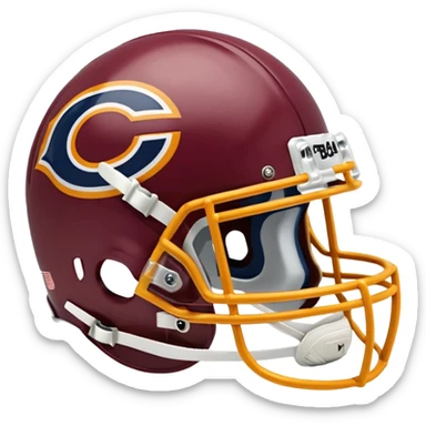 Washington commanders, football helmet facing Chicago Bears football helmet sticker