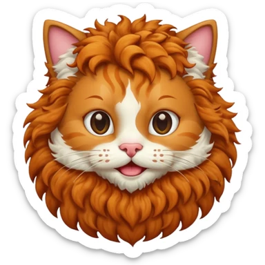 HAPPY CAT WITH CURLY HAIR AND A BIG BEARD sticker