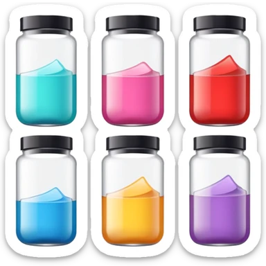 emoji of beauty tubes and jar with brand labels, minimalistic design sticker