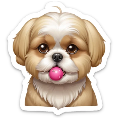 Blonde Shih tzu blowing bubblegum from its mouth sticker