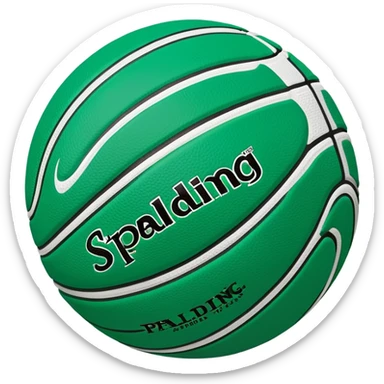 minimalist green Spalding basketball with simple NBA logo, few colorful accent lines, clean design sticker