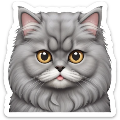 cinematic-adorable-big-eyed-fluffy-grey-persian-cat-portrait-emoji,-head-tilted-playfully-with-a-sweet-expression,-fluffy-grey-fur,-simplified-yet-irresistibly-cute-features-with-large,-expr sticker