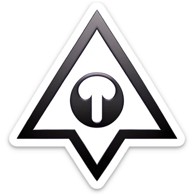 Emoji, dark futuristic occult sigil, symmetrical geometric shape, black metal with faint violet glow, gothic cyber aesthetic, minimal flat design, sharp edges, centered, transparent background sticker