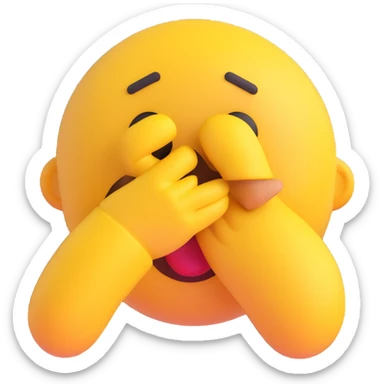 emoji character with a worried face, hand on mouth, as if gasping sticker