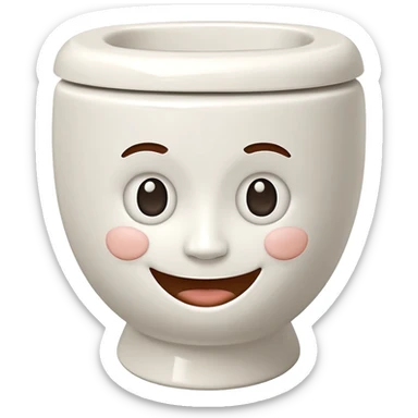 Cartoon toilet with human face emerging from bowl sticker