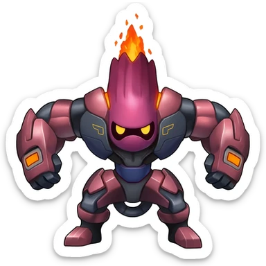 Futuristic volcanic elemental badass cool tough evil Suicune-Bayleaf-Celebi-Pokémon-Fakémon-hybrid-creature sticker