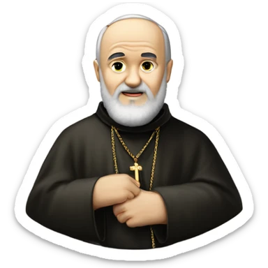 Padre Pio levant les deux avec stigmates paumes ouvertes, visage de padre Pio et chapelet à la main  sticker