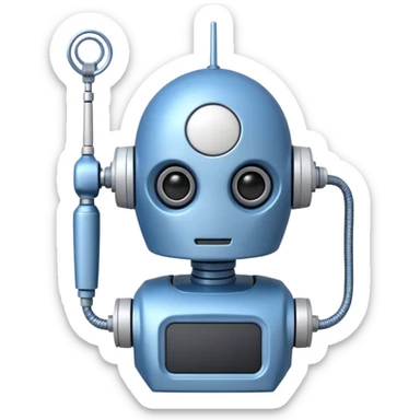 tête de robot cosmonaute bleu et blanc avec une antenne sticker