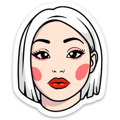 juicy pouty baddie lips with overlined matte lipstick sticker