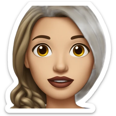 Brunette woman with long hair, painted lips, secretary and big earrings sticker