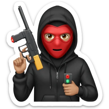 Hoodlum burglar madk and gun with switch and extended clip sticker