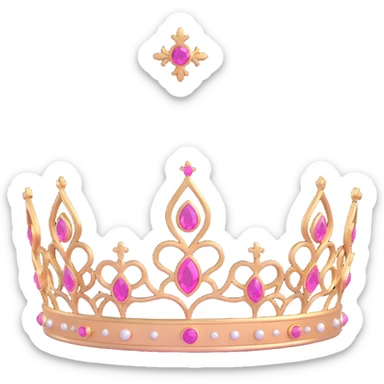 realistic 3D gothic tiara with pink accent, minimal and regal sticker