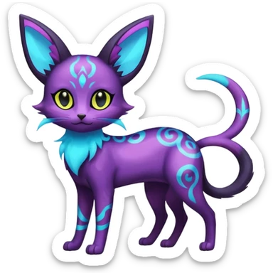 Magical bioluminescent Lunar Espeon-Umbreon-Purrloin-Delcatty-cat-fusion (full body) sticker