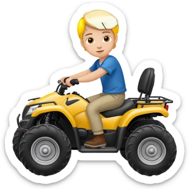 Please make a young blonde boy riding a fourwheeler sticker