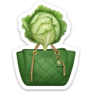 A cabbage with a gucci handbag sticker