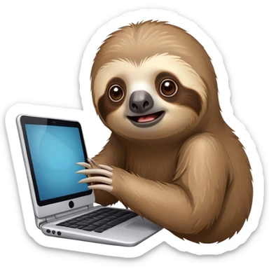 A surprised sloth disturbed from a computer sticker