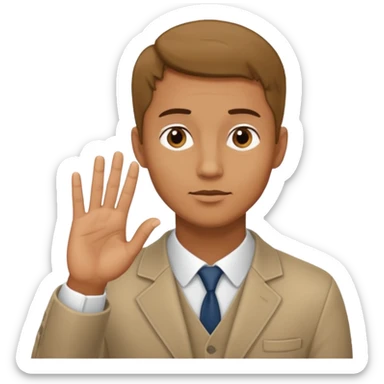 the man is deep in thought, raised one hand, showing something sticker