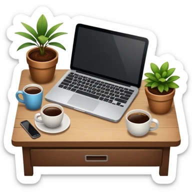 emoji of a cozy desk sticker